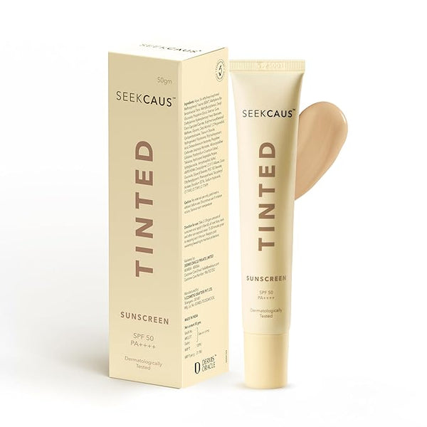 Seekcaus SPF 50 PA++++ Tinted Crème Sunscreen.
