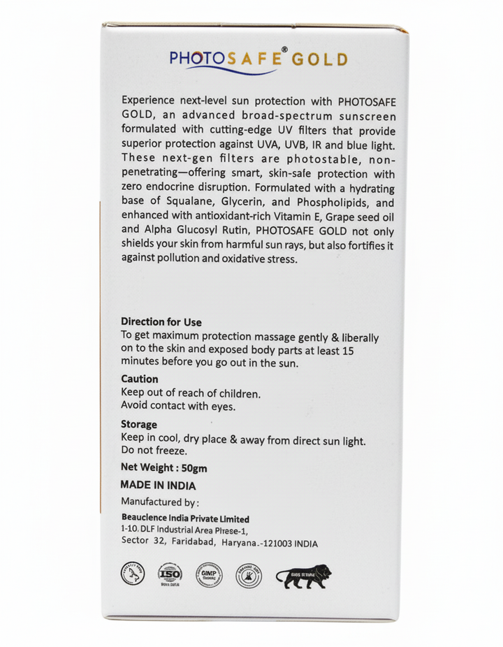 Photosafe Gold Sunscreen Blue Light SPF 50+ PA++++