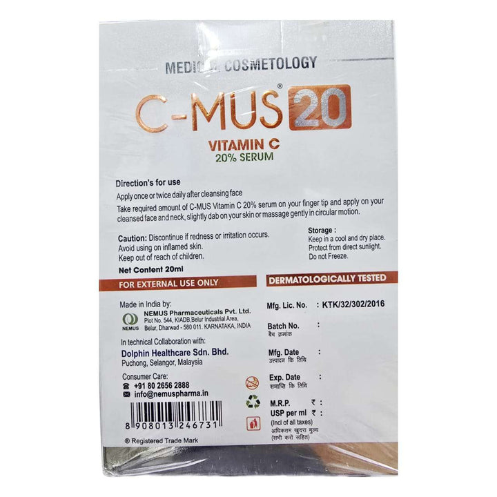 C Mus 20 Vitamin -C 20 % Serum | 20 ML | No Parabens , No Silicones