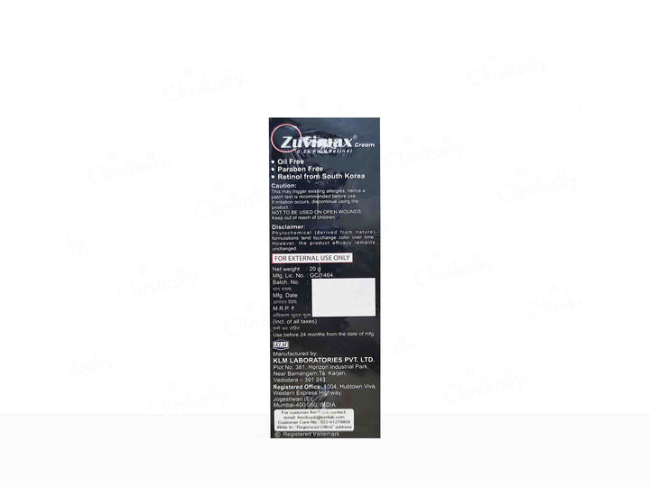 Zuvimax 0.2% Pure Retinol Cream 20gm
