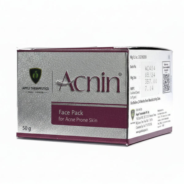 Front packaging of Acnin Face Pack 50g clarifying formula for oily skin.