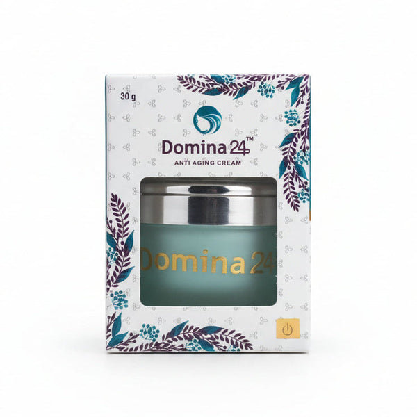 Front view of Domina 24 Anti-Aging Cream 30g jar and packaging.