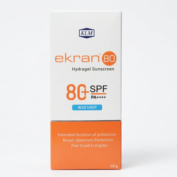 Front view of Ekran 80 Hydragel Sunscreen SPF 80 PA++++ 50g packaging.