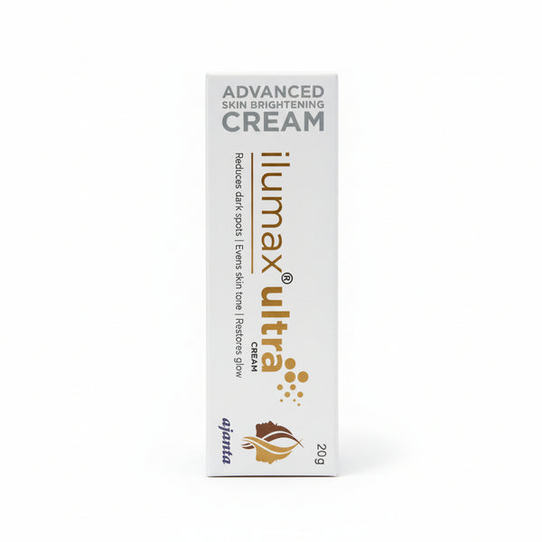 Front packaging of Ilumax Ultra Cream 20g for skin brightening.