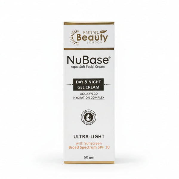 Front packaging of Nubase Aqua Soft Ultra Light Facial Gel Cream SPF 30.