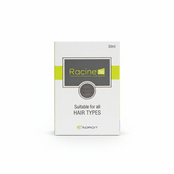 Front packaging of Racine Pro Hair Serum with Trichoboost Concentrate.