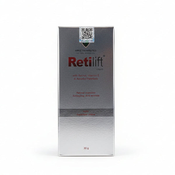 Front view of Retilift Anti-Aging Cream 30g tube for wrinkle and fine line reduction.