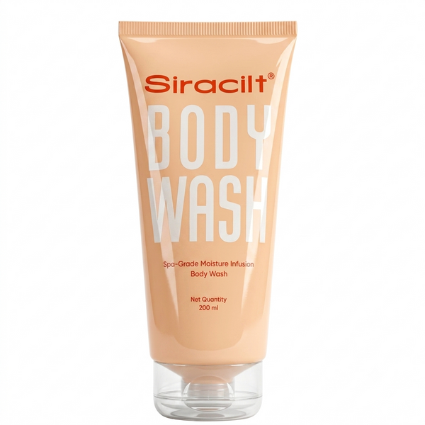 Front view of inner squeeze tube container for Siracilt Spa-Grade Moisture Infusion Body Wash 200 ml.