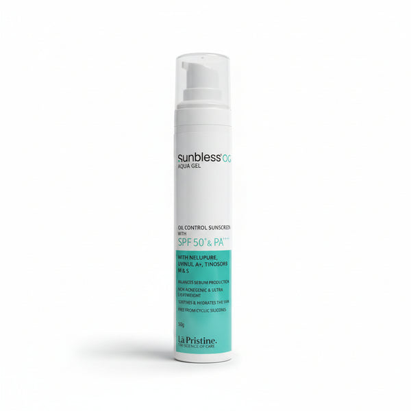 sunbless oc sunscreen pump bottel on a white backrgound .