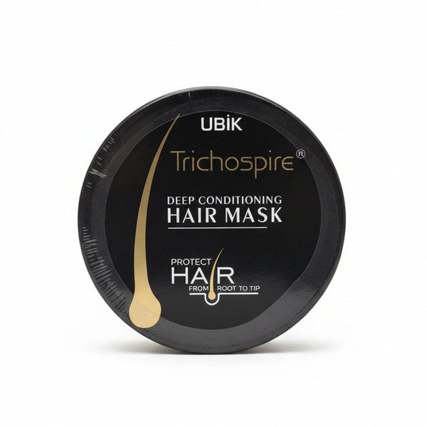 Front view of Trichospire Deep Conditioning Hair Mask jar for dry and damaged hair.